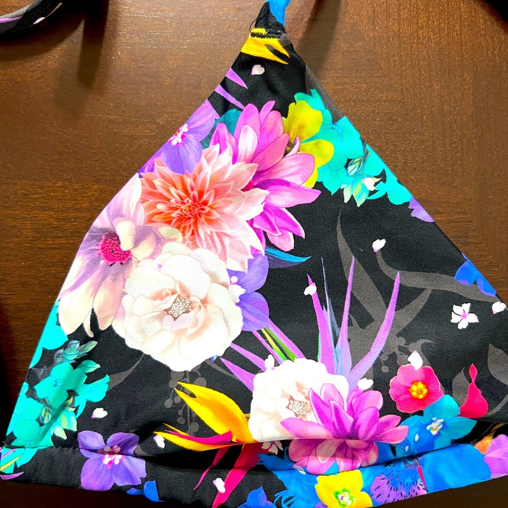 American Eagle Floral Triangle Bikini Top Sz L